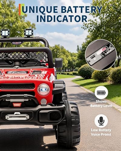 RCTOWN 12V Kids Ride On Car, 2 Seater Electric Toy Car for Toddlers and Children, Ride On Toys with Parent Remote Control, Battery-Powered w/Music & LED Lights