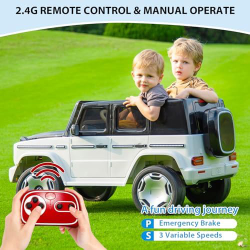 RCTOWN 12V Kids Ride On Car, Licensed Mercedes-Benz EQG Electric Car Battery Powered w/Parent Remote Control, Full Car LED Lights, Spring Suspension, Music, 4 Wheeler Electric Vehicle for Kids (White)