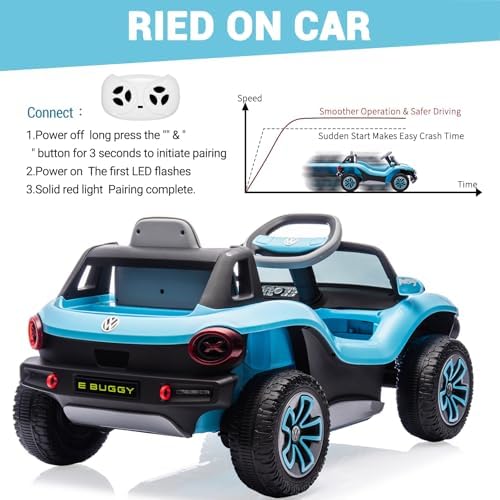 RCTOWN 12V Kids Ride On Car Licensed Volkswagen Beetle Electric Ride On Toy for Toddlers 4 Wheeler Vehicle with Parental Remote, Battery Level Display, LED Lights, USB, Horn, Music, Red