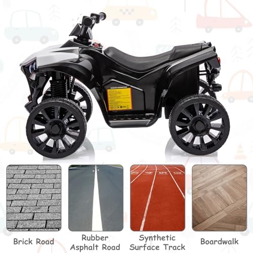 RCTOWN Kids ATV 4 Wheeler, 6V Ride on Toy with 1.8MPH Max Speed, Wear-Resistant Wheels, Music & Foot Pedal, Battery Powered Electric Quad Car for Kids Toddlers, White