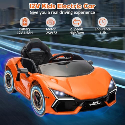 RCTOWN 12V Kids Ride On Car, Licensed Lamborghini Revuelto Electric Car for Kids Over 37 Months, Battery Powered Sports Car Toy with Remote Control, Bluetooth, Headlight, Music, Purple