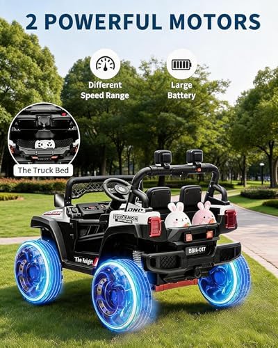 RCTOWN 12V Kids Ride On Car, 2 Seater Electric Toy Car for Toddlers and Children, Ride On Toys with Parent Remote Control, Battery-Powered w/Music & LED Lights