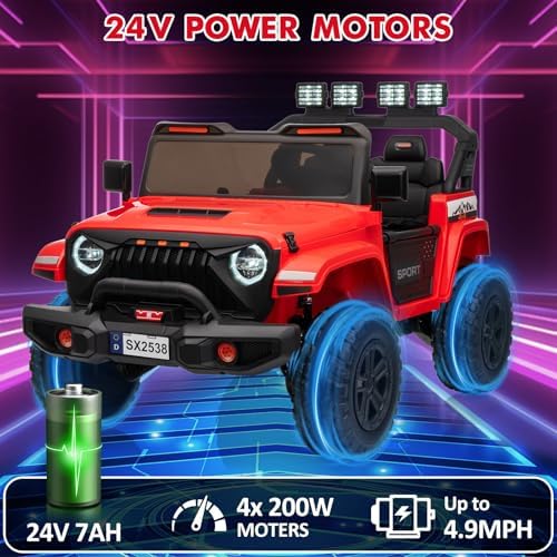 RCTOWN 24V Power Wheel 2 Seater Kids Ride On Car,Parent Remote Control,4WD 800W Motor,3 Adjustable Speeds for Ages 3+,Built-in Music Player,Kids Electric Ride On Toys with Easy Assembly, Black