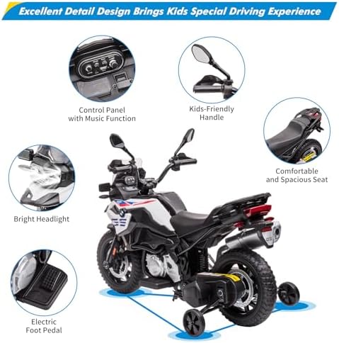 RCTOWN 12V 7AH Ride On Motorcycle, Licensed BMW Kids Motorcycle, High/Low Speed, EVA Tire, LED Headlights, Spring Suspension, Music,Ride On Car for Boys and Girls