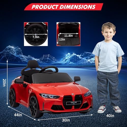 RCTOWN 12V Electric Ride On Car w/RC,Licensed by BMW M4 Toddler Electric Vehicle for 37-83 Months,Power Wheels for Boys Girls, with Suspension System,3 Speeds, Bluetooth, MP3, Double Door, LED Light(Black)
