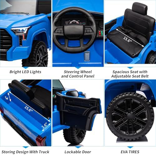 RCTOWN Electric Car for Kids, Licensed Toyota Tundra 12V Ride On Truck Car, Off-Road Kids Pickup Car w/Remote, Spring Suspension & 3 Speeds, LED Headlights, Ride-On Toys for Boys/Girls