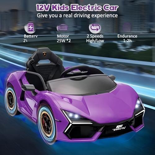 RCTOWN 12V Kids Ride On Car, Licensed Lamborghini Revuelto Electric Car for Kids Over 37 Months, Battery Powered Sports Car Toy with Remote Control, Bluetooth, Headlight, Music, Purple