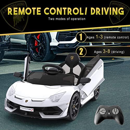 RCTOWN Ride on Car for Kids 12V Licensed Lamborghini Electric Vehicles Battery Powered Sports Car with Control, 2 Speeds, Sound System, LED Headlights and Hydraulic Doors