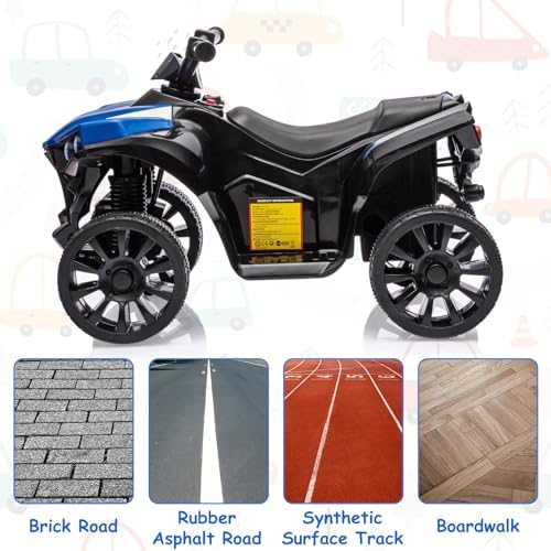 RCTOWN Kids ATV 4 Wheeler, 6V Ride on Toy with 1.8MPH Max Speed, Wear-Resistant Wheels, Music & Foot Pedal, Battery Powered Electric Quad Car for Kids Toddlers, Blue