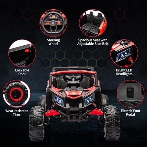 RCTOWN 24V Ride On Car for Kids w/Remote Control, Battery Powered Off-Road UTV, 400W Motors,19" Spacious Seat, 4 Shock Absorbers, 4.5 Mph Max Speed, Music, LED Lights, Electric Car for Big Kids, Blue