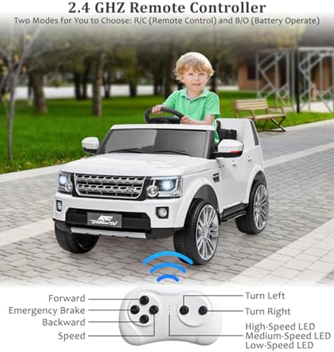 RCTOWN Licensed Land Rover Ride on Car, 12V 4.5 MPH Ride on Toys for Toddler 3-8, Kids Electric Car with Parent Remote Control, Music Player, MP3, LED Lights, White