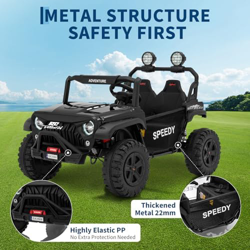 RCTOWN 2 Seater Ride on Car for Kids, 24V Ride on Toy, Fast 4.97MPH Truck, 4WD Kids Electric Vehicles with Remote Control, Spring Suspension, Front & Behind LED Lights, Dual Storage, 3 Speeds, Music, White