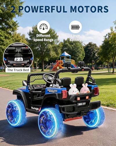 RCTOWN 12V Kids Ride On Car, 2 Seater Electric Toy Car for Toddlers and Children, Ride On Toys with Parent Remote Control, Battery-Powered w/Music & LED Lights