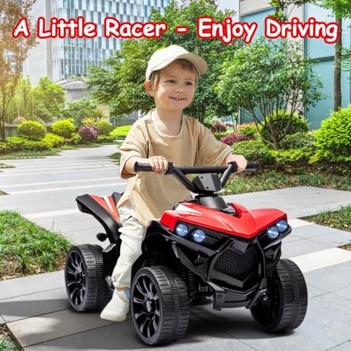 RCTOWN Kids ATV 4 Wheeler, 6V Ride on Toy with 1.8MPH Max Speed, Wear-Resistant Wheels, Music & Foot Pedal, Battery Powered Electric Quad Car for Kids Toddlers, Red