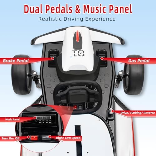 RCTOWN Electric Go Kart for Kids, 24V 7AH Battery 400W Powerful Motors, 8MPH Drift Kart Car for Kids Ages 6-12, Ride On Toys with Music and 2 Speeds, White