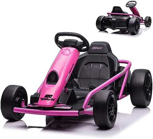 RCTOWN Ride on Go Kart for Kids, 24V 9Ah Battery 300W*2 Motors, 8MPH High Speed Drifting Circling Car, Slow Start Function with Music, Horn,Max Load 175lbs, Racing Toy for Kids 8-12 Years, White