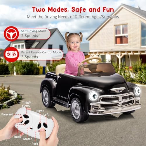 RCTOWN 12V Kids Ride On Car, Licensed Chevrolet 3100 Pickup Battery Powered Electric Vehicle with Remote Control, Spring Suspension, Led Light and Music for Toddler Boys Girls 3-8