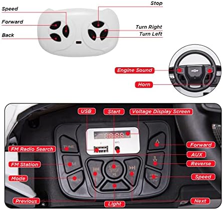 RCTOWN Kids Ride on Car with Remote Control, 12V Powered Wheels Licensed Chevrolet Silverado GMC Ride On Toddler Electric Vehicles for 3-8 Years, MP3,FM, Spring Suspension, LED Light,Red