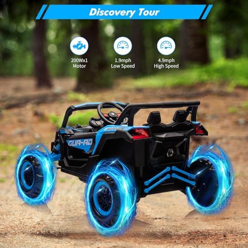 RCTOWN 24V Ride On Car for Kids w/Remote Control, Battery Powered Off-Road UTV, 400W Motors,19" Spacious Seat, 4 Shock Absorbers, 4.5 Mph Max Speed, Music, LED Lights, Electric Car for Big Kids, Blue