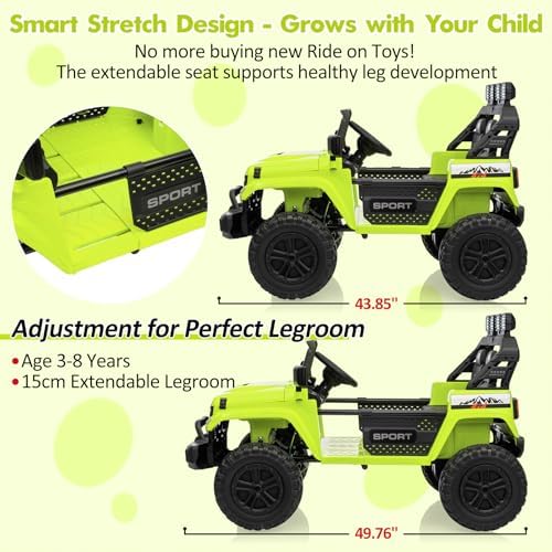 RCTOWN 24V Power Wheel 2 Seater Kids Ride On Car,Parent Remote Control,4WD 800W Motor,3 Adjustable Speeds for Ages 3+,Built-in Music Player,Kids Electric Ride On Toys with Easy Assembly, Black