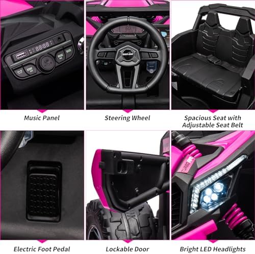 RCTOWN 12V Ride on UTV Car, Licensed Can-Am Electric Off-Road UTV Car, Kids Truck w/Remote Control, Large Seat, Music, LED Lights, Spring Suspension, Ride on Toy for Boys Girls