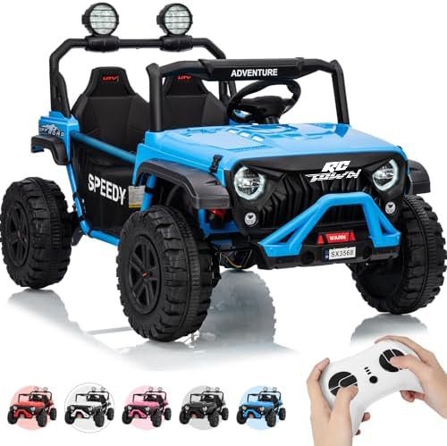 RCTOWN 2 Seater Ride on Car for Kids, 24V Ride on Toy, Fast 4.97MPH Truck, 4WD Kids Electric Vehicles with Remote Control, Spring Suspension, Front & Behind LED Lights, Dual Storage, 3 Speeds, Music, White