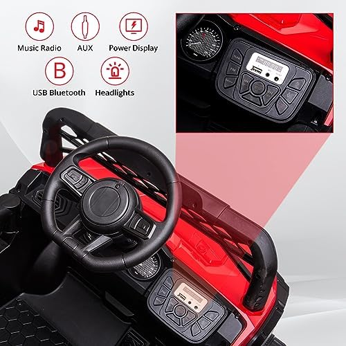 RCTOWN 12V Ride On Car UTV with Parent Remote Control for Kids Toys, Spring Suspension LED Lights AUX Port Music USB, Pink