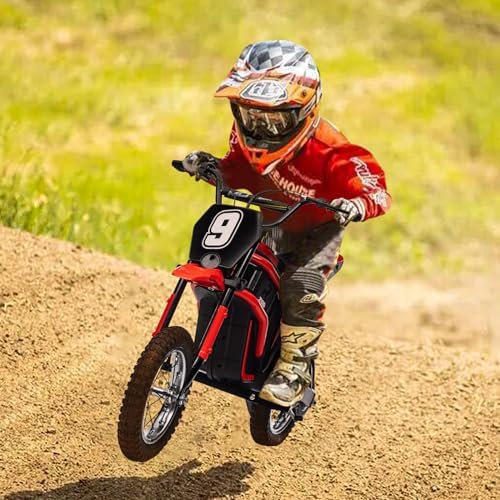 RCTOWN 24V 350W Electric Dirt Bike for Kids C 3-Speed Modes, 14.29MPH Max Speed, ASTM-Certified Safe Motorcycle with Shockproof Suspension, Best Gift for Boys & Girls