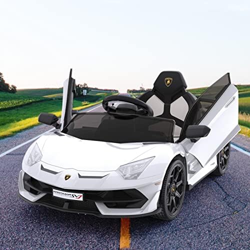 RCTOWN Ride on Car for Kids 12V Licensed Lamborghini Electric Vehicles Battery Powered Sports Car with Control, 2 Speeds, Sound System, LED Headlights and Hydraulic Doors