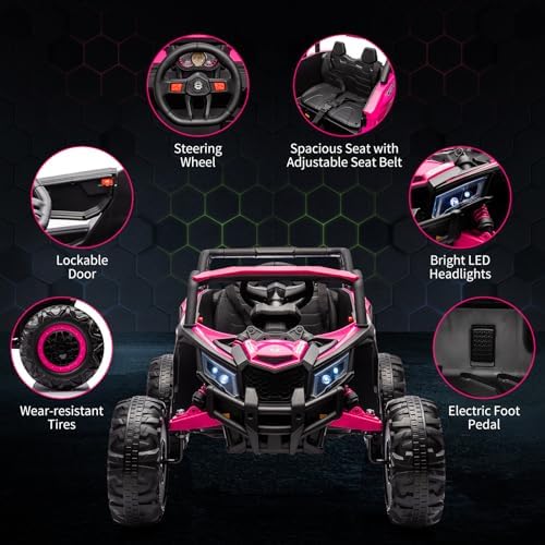 RCTOWN 24V Ride On Car for Kids w/Remote Control, Battery Powered Off-Road UTV, 400W Motors,19" Spacious Seat, 4 Shock Absorbers, 4.5 Mph Max Speed, Music, LED Lights, Electric Car for Big Kids, Blue