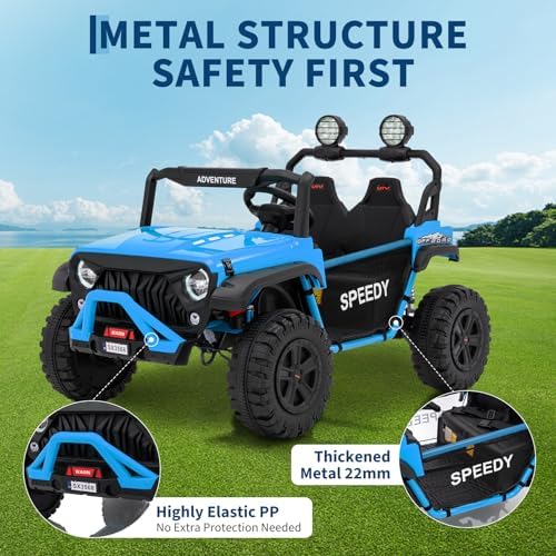 RCTOWN 2 Seater Ride on Car for Kids, 24V Ride on Toy, Fast 4.97MPH Truck, 4WD Kids Electric Vehicles with Remote Control, Spring Suspension, Front & Behind LED Lights, Dual Storage, 3 Speeds, Music, White