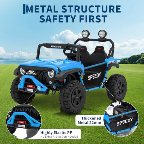RCTOWN 2 Seater Ride on Car for Kids, 24V Ride on Toy, Fast 4.97MPH Truck, 4WD Kids Electric Vehicles with Remote Control, Spring Suspension, Front & Behind LED Lights, Dual Storage, 3 Speeds, Music, White