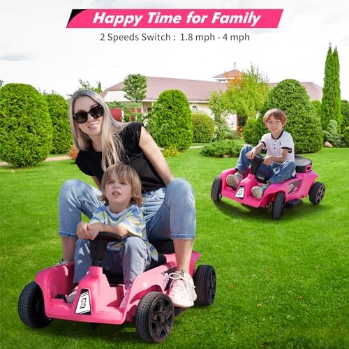 RCTOWN 24V Electric Ride-On Toy for 2 Seaters With Remote Control,120W*2 Motors,200 LBS Capacity,Dual Driver Modes Battery Powered Riding Vehicle,Music,USB,Storage Space for Kids Children Toy,Pink