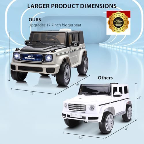 RCTOWN 12V Kids Ride On Car, Licensed Mercedes-Benz EQG Electric Car Battery Powered w/Parent Remote Control, Full Car LED Lights, Spring Suspension, Music, 4 Wheeler Electric Vehicle for Kids (White)