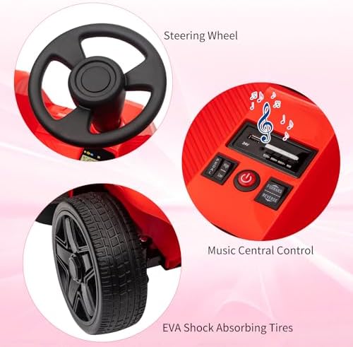 RCTOWN 24V Electric Ride-On Toy for 2 Seaters With Remote Control,120W*2 Motors,200 LBS Capacity,Dual Driver Modes Battery Powered Riding Vehicle,Music, USB,Storage Space for Kids Children Toy,Red