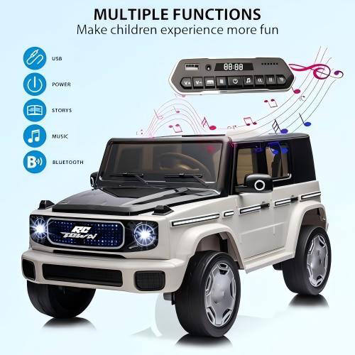 RCTOWN 12V Kids Ride On Car, Licensed Mercedes-Benz EQG Electric Car Battery Powered w/Parent Remote Control, Full Car LED Lights, Spring Suspension, Music, 4 Wheeler Electric Vehicle for Kids (White)