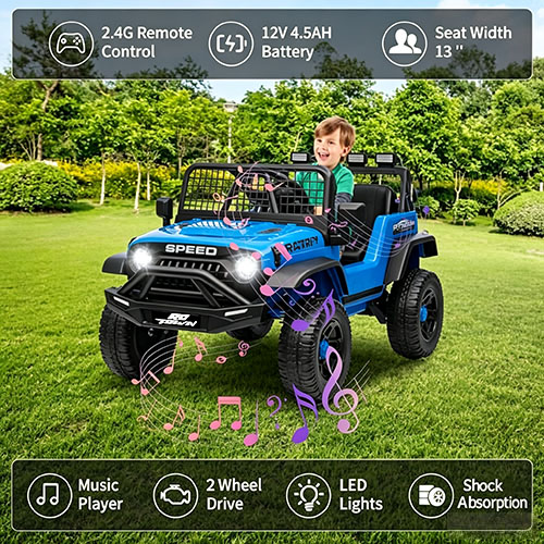RCTOWN 12V Kids Ride on Car Truck, Kids Electric Vehicles Car Ride on Toy Extra Wide Seat and Legroom for Toddlers with Remote Control, 3 Speeds, LED Light, Music, USB for Children 3-6 Years, Red