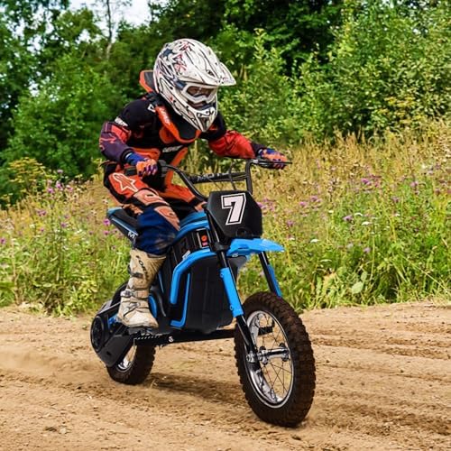 RCTOWN 24V Electric Dirt Bike for Kids 8-14, Motorcycle With Authentic Motocross Geometry, Rear-Wheel Drive, High-Torque Motor, Blue