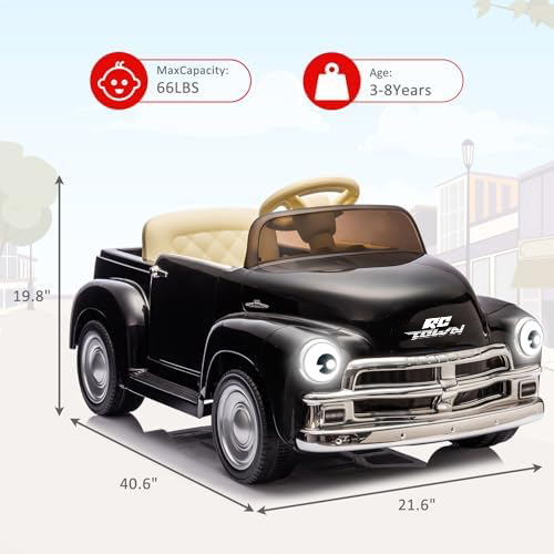 RCTOWN 12V Kids Ride On Car, Licensed Chevrolet 3100 Pickup Battery Powered Electric Vehicle with Remote Control, Spring Suspension, Led Light and Music for Toddler Boys Girls 3-8