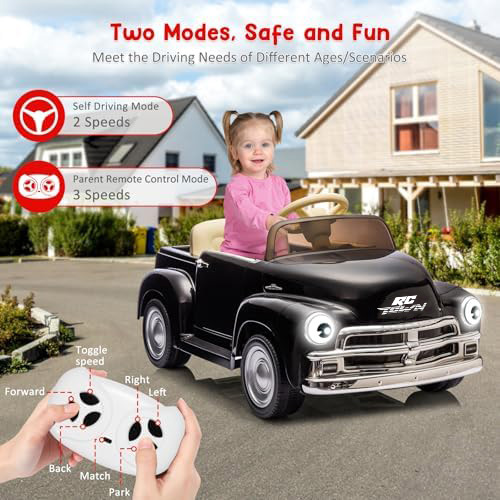 RCTOWN 12V Kids Ride On Car, Licensed Chevrolet 3100 Pickup Battery Powered Electric Vehicle with Remote Control, Spring Suspension, Led Light and Music for Toddler Boys Girls 3-8