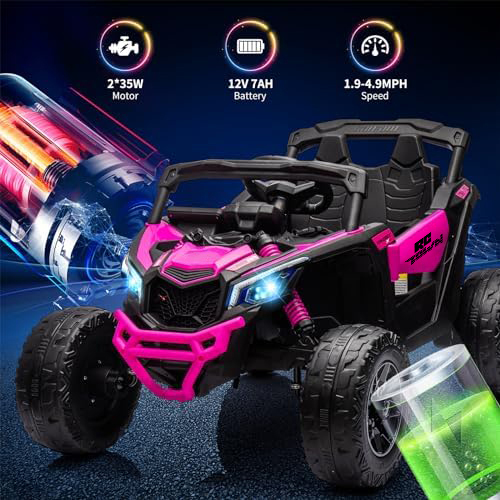 RCTOWN 12V Ride on UTV Car, Licensed Can-Am Electric Off-Road UTV Car, Kids Truck w/Remote Control, Large Seat, Music, LED Lights, Spring Suspension, Ride on Toy for Boys Girls